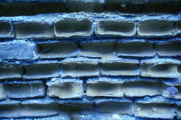 Old ultra blue brick wall, stone background or rock surface - good for web site or mobile devices