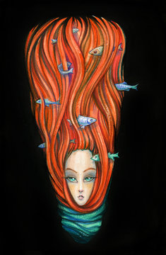 girl with fish in hair