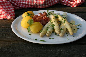 organisch, lifestyle, spargel, schinken, landleben, copyspace, werbetafel, modern, neu