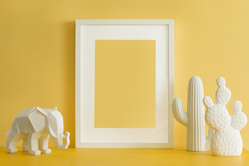 White interior decoration against yellow wall