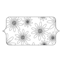 Banner with floral design over white background, black and white design. vector illustration