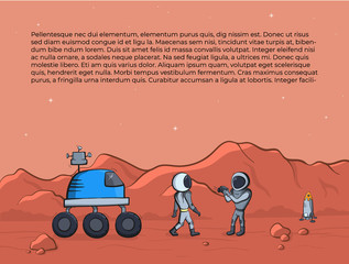 Vector illustration of space rover and astronaut