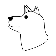 cartoon dog head icon over white background, vector illustration