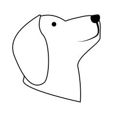cute dog head icon over white background, vector illustration