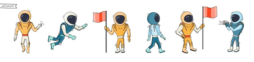 Set of vector illustration of astronaut