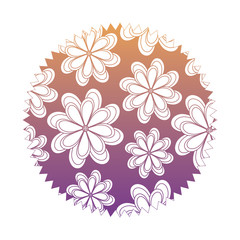 seal stamp with floral design, colorful design. vector illustration