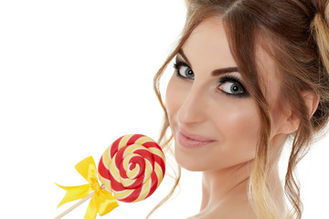 Young woman with lollipop.