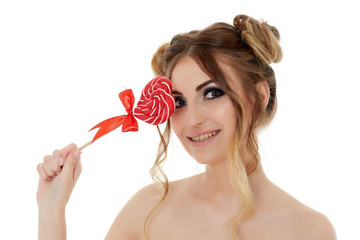 Young woman with lollipop.