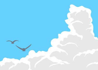 入道雲と飛ぶ鳥