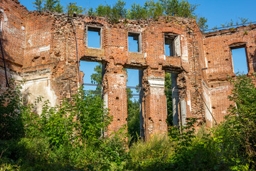 Petrovskoe-Alabino Estate - the ruins of an abandoned farmstead at the end of the 18th century, Moscow Region, Russia. August 2017