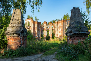 Petrovskoe-Alabino Estate - the ruins of an abandoned farmstead at the end of the 18th century, Moscow Region, Russia. August 2017