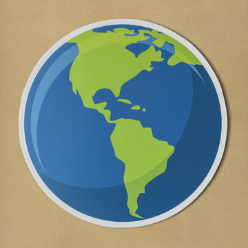 Cut out paper globe icon