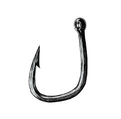 Hand drawn fish hook isolated