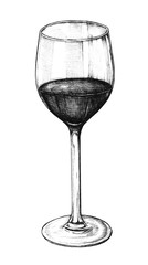 Hand drawn red wine glass