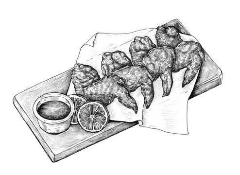 Hand-drawn chicken wings