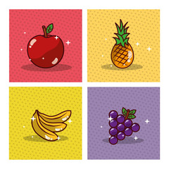 fruits set fresh delicious dieting healthy vector illustration