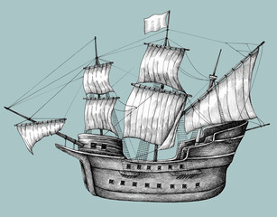 Hand drawn sailboat isolated on background © Rawpixel.com
