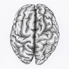 Gordijnen Hand drawn brain isolated on background © Rawpixel.com