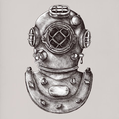 Diving gear vintage style illustration