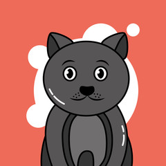pet cat sitting domestic animal vector illustration