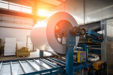 Industrial galvanized steel roll coil for metal sheet forming machine in metalwork factory workshop