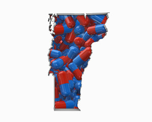 Vermont VT Pills Drugs Health Care Insurance Map 3d Illustration