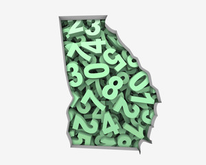 Georgia GA Map Numbers Math Figures Economy 3d Illustration