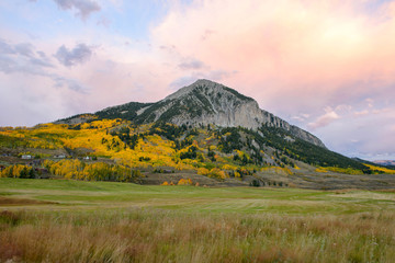 Sunset Crested Butte - Autumn Sunset view at Mount Crested Butte, Crested Butte, Colorado, USA.