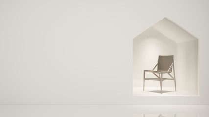 Furniture shop 3d rendering white background - Triangle space minimal style  	