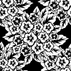 seamless monochrome pattern of flowers for greeting cards, background, price tags