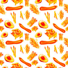 Fototapeta premium Vegetables Seamless Pattern. Repeatable Pattern with Healthy Food. 