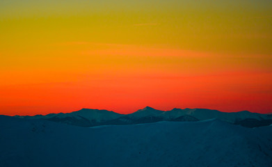 Fototapeta na wymiar beautiful winter mountain alpine landscape, ice and cold, no people, copyspace