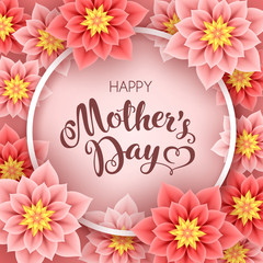 Mothers day greeting card with flowers. Vector Illustration
