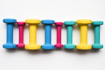 close up of dumbbell isolated on white background