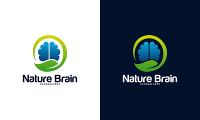 Nature Brain logo designs concept vector, Nature Mind logo template