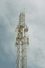 Communication Tower on blue sky background
