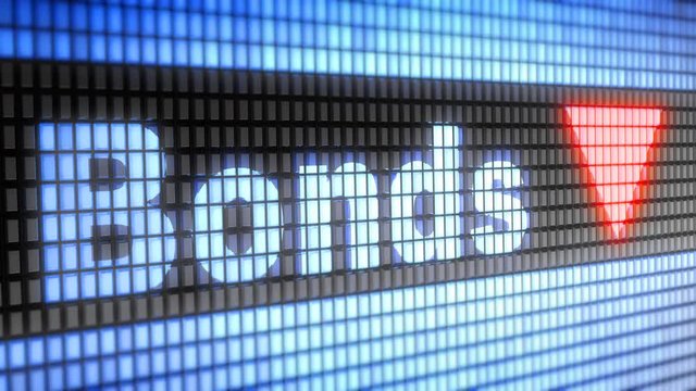 Index of Bonds on the screen. Down. 4K resolution. Looping.