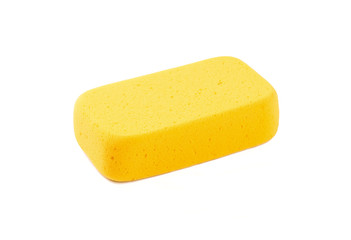 Yellow sponge isolated on white background.