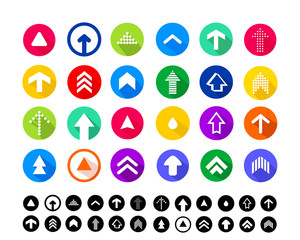 Set of Arrows colorful pointing up. Vector illustration. Isolated on white background