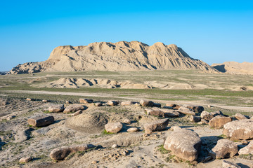 Remains of ancient rocks in Gobustan, Azerbaijan