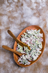 Salad of sliced raw vegetables