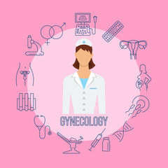 Gynecology poster with flat icons