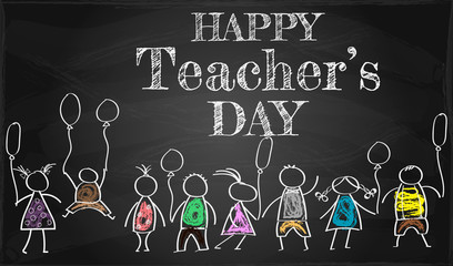 Illustration of Kids Celebrating Teachers' Day,  banner or poster for Happy Teacher's Day with nice and creative design