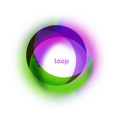 Loop circle business icon, created with glass transparent color shapes
