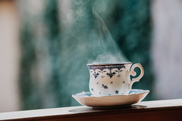 Elegant tea cup and stand shelf
