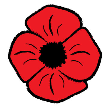red poppy flower black outline clip art preview