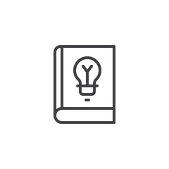 Book with light bulb outline icon. linear style sign for mobile concept and web design. Education simple line vector icon. Idea symbol, logo illustration. Pixel perfect vector graphics
