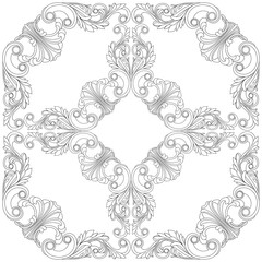 Vintage baroque ornament, corner. Retro pattern antique style acanthus. Decorative design element filigree calligraphy vector. - stock vector