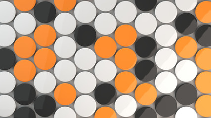 Blank black, white and orange badges on white background