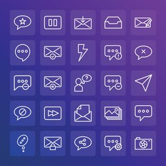 Modern Simple Set of chat and messenger, video, photos, email Vector outline Icons. ..Contains such Icons as  get,  picture, message and more on gradient background. Fully Editable. Pixel Perfect.